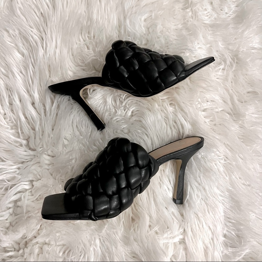 MARC Fisher BLACK Leather Braided Heels Size 7.5. NWOT